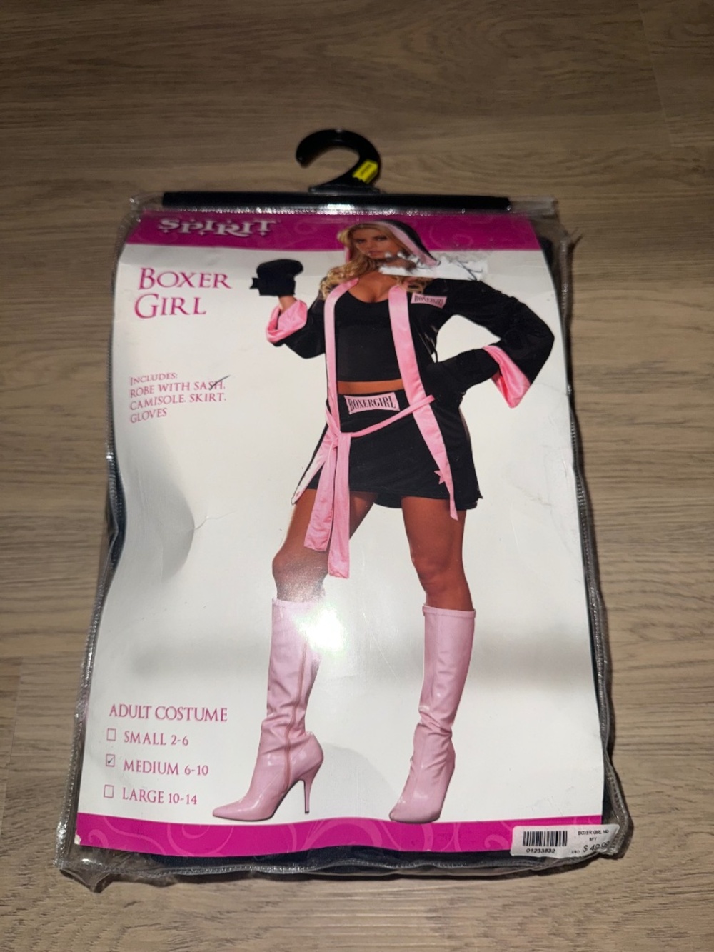 Spirit Halloween Boxer Girl Costume Medium Black Pink Robe Skirt Gloves
